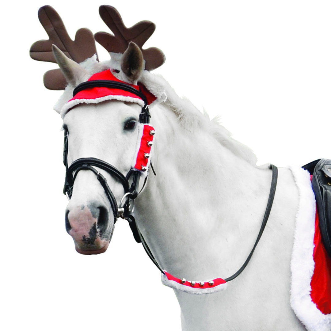 Hy Equestrian Christmas Reindeer Antlers #colour_red/white/brown