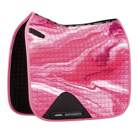 Weatherbeeta Prime Marble Dressage Saddle Pad #colour_pink-swirl-marble-print