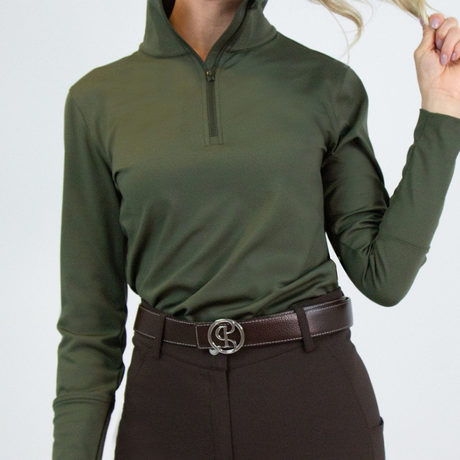 PS of Sweden Forest Green Grace Half-Zip Sweater#colour_forest-green