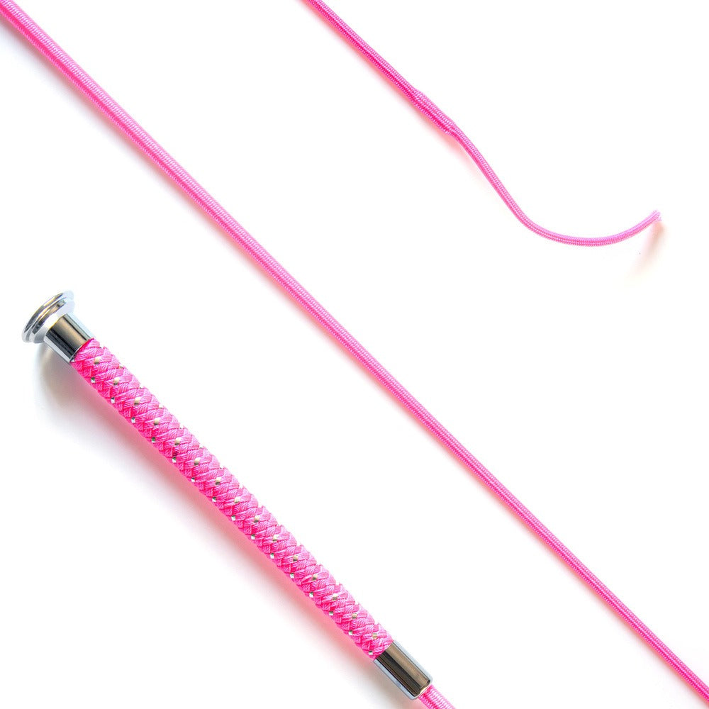 KM Elite Dressage Whip with Silver Braided Grip #colour_pink