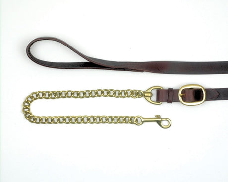 Mackey Classic Leather Lead With Chain #colour_brown