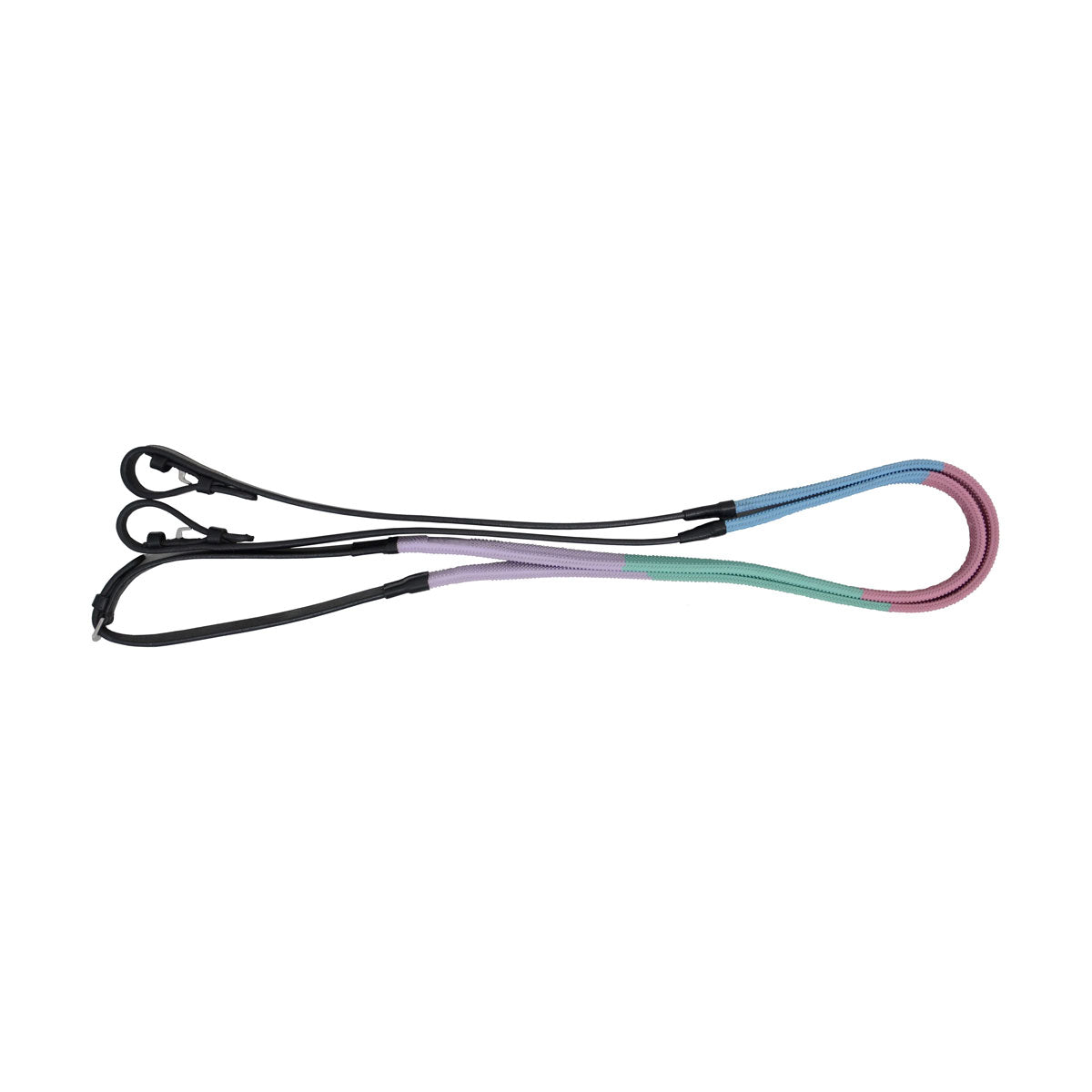 Rubber Covered Training Reins Lilac Ice Mint Pink 54 x 5 8