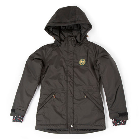 Shires Aubrion Woodford Girls Waterproof Coat #colour_charcoal
