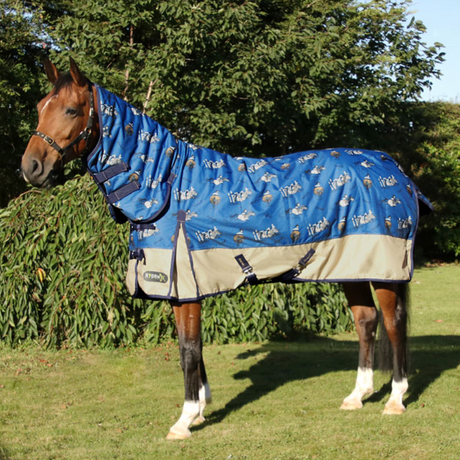StormX Original 200g Combi Turnout Rug - Thelwell Collection Jumps #colour_classic-blue-taupe-navy