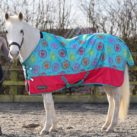 StormX Original 50g Turnout Rug - Thelwell Collection All Rounder #colour_aquarius-rouge-pink-teal