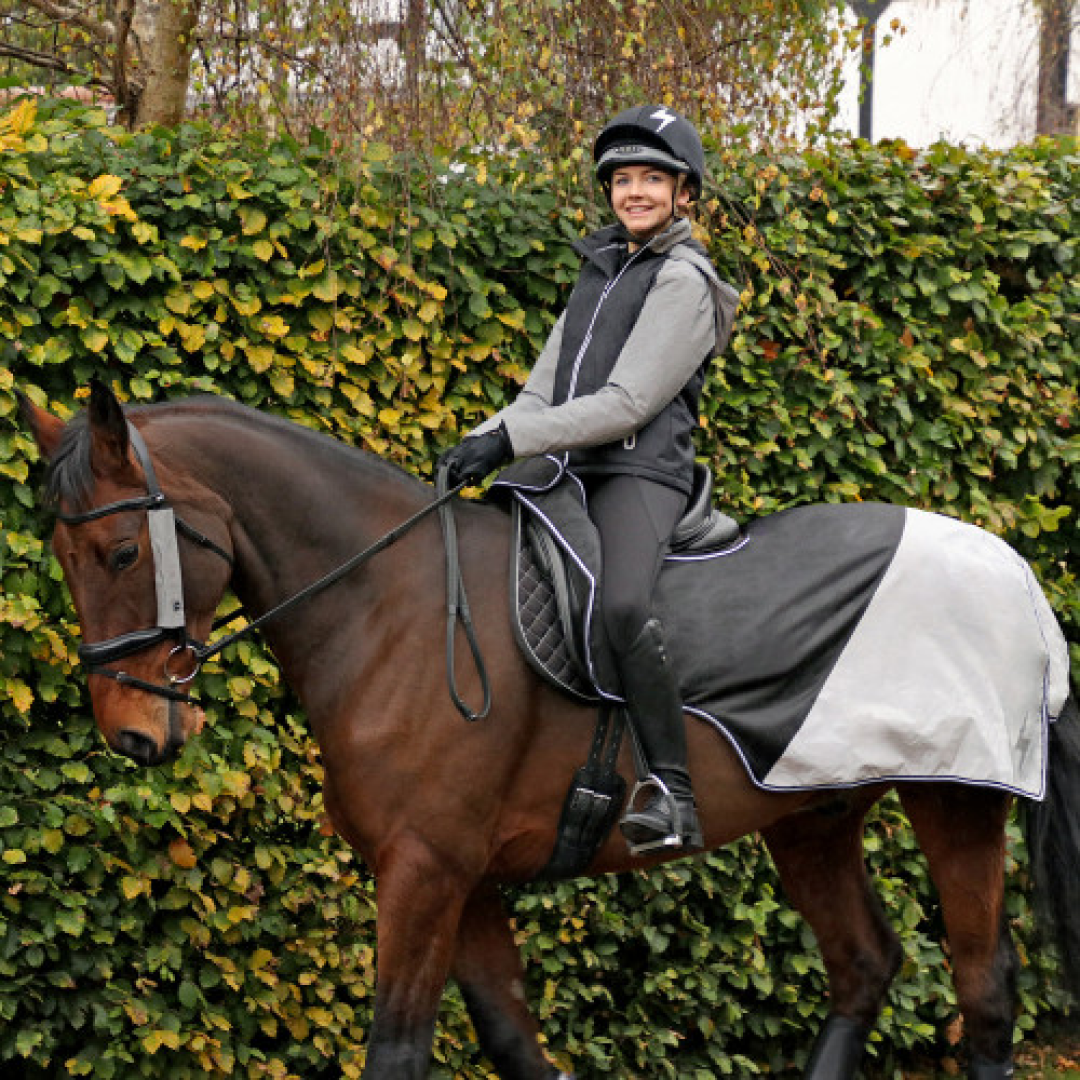 Hy Equestrian Silva Flash Waterproof Padded Jacket#colour_black-reflective-silver