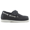Chatham Oliver Kids Velcro Boat Shoes#colour_navy
