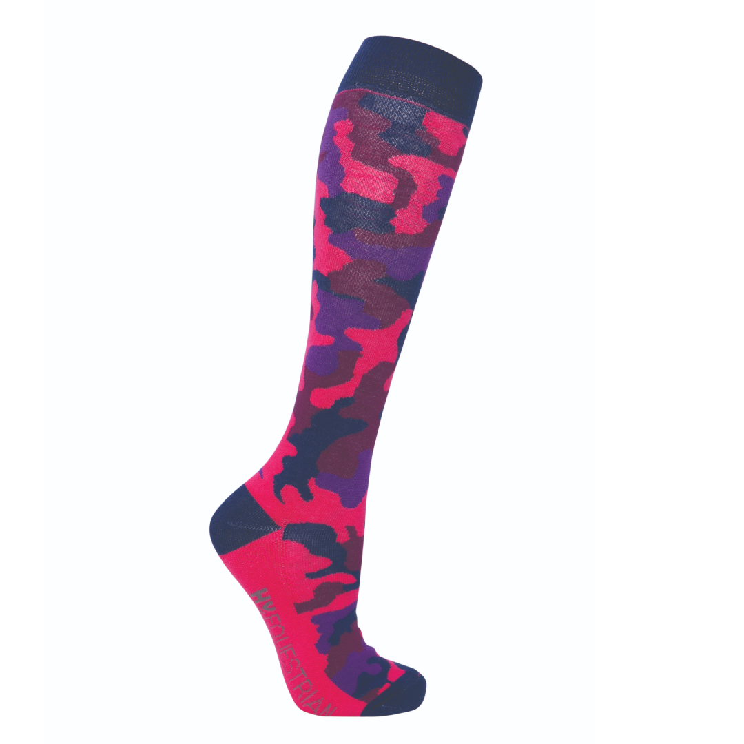 Hy Equestrian DynaForce Socks - Pack of 3 #colour_raspberry-navy