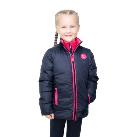 Hy Equestrian Little Rider Analise Reversible Padded Jacket #colour_navy/pink