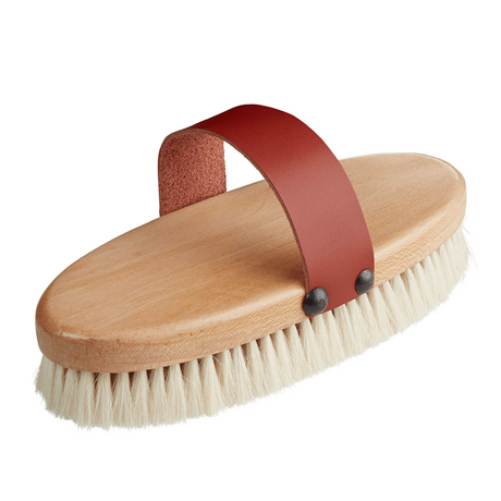 Bitz Soft Goat Hair Body Brush with Leather Handle #colour_natural