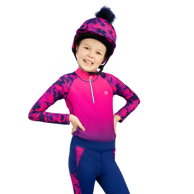 Hy Equestrian DynaForce Children's Base Layer #colour_raspberry-navy