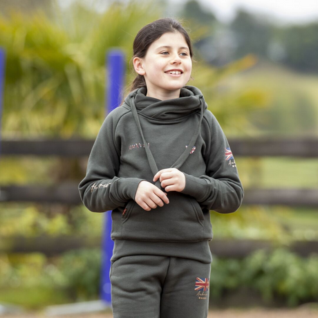 Shires Aubrion Team Girls Hoodie #colour_khaki