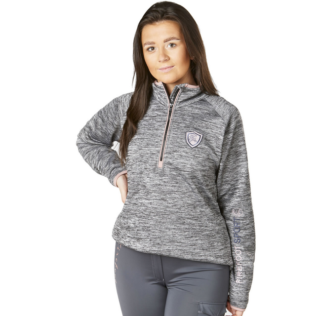 Firefoot Children's Half Zip Sport Top #colour_grey-marl-rose-gold