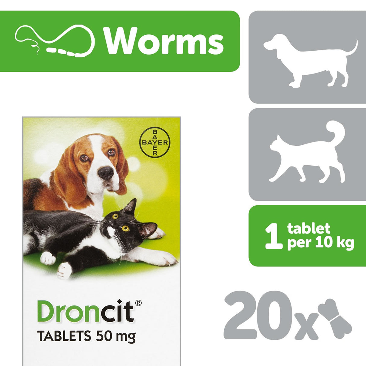 Vetoquinol Droncit Tablets for Cats & Dogs