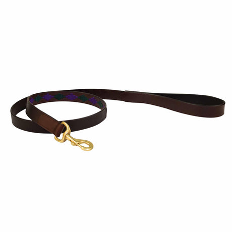 Weatherbeeta Polo Leather Dog Lead #colour_beaufort-brown-purple-teal