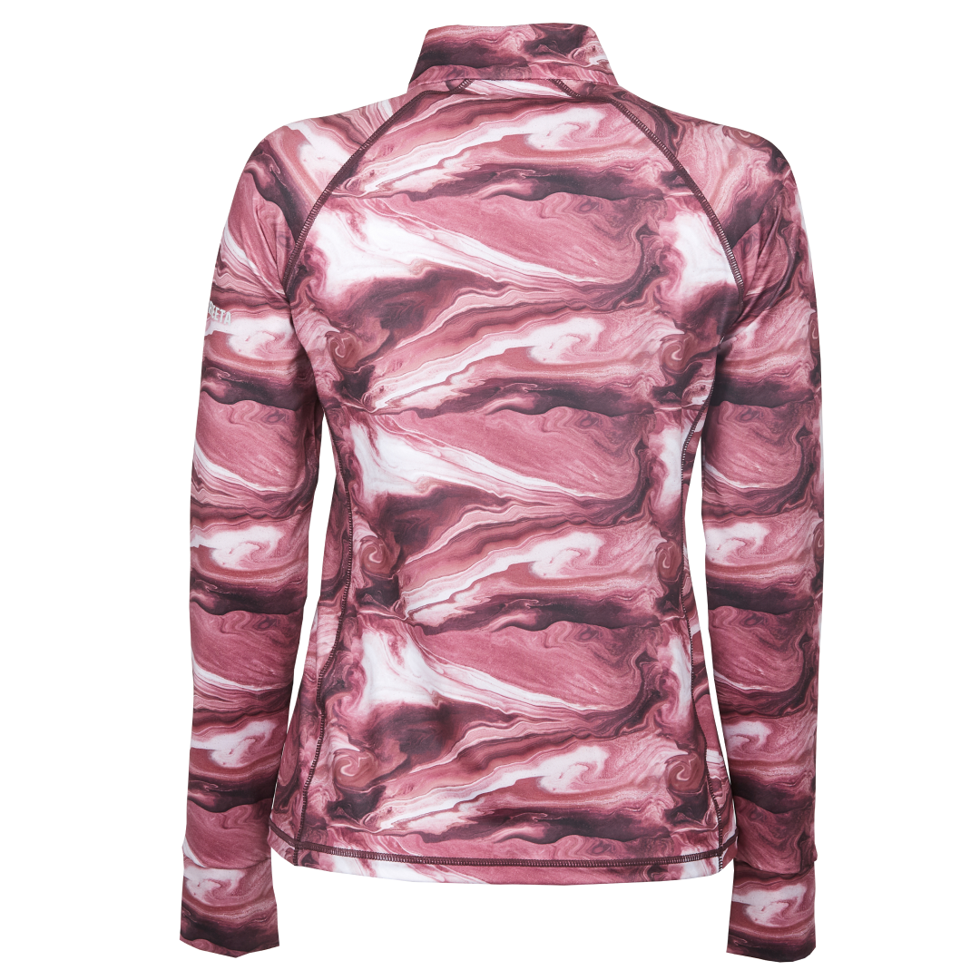 Weatherbeeta Ruby Printed Long Sleeve Top #colour_burgundy-swirl-marble-print