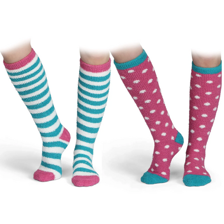 Shires Childrens Fluffy Socks - Twin Pack #colour_aqua