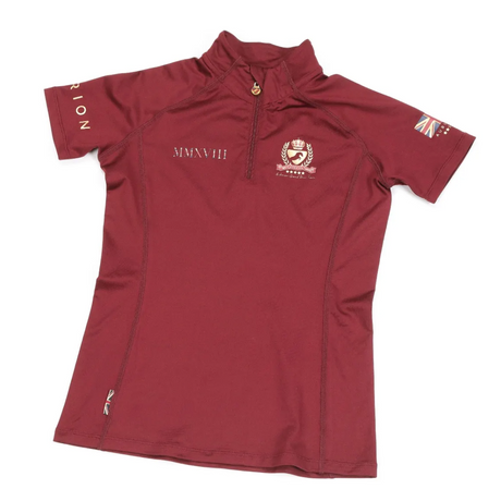 Shires Aubrion Team Young Rider Short Sleeve Base Layer #colour_burgundy