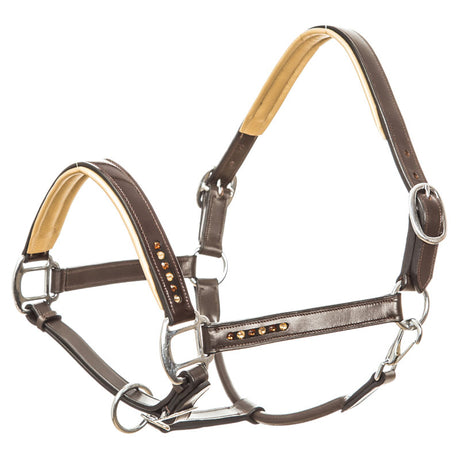 Imperial Riding Lavarre Leather Headcollar #colour_brown-gold