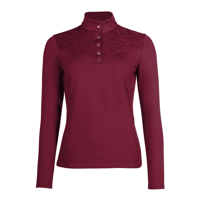 HKM Berry Lace Functional Shirt #colour_wine-red