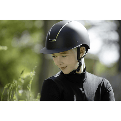 HKM Lady Shield Riding Helmet #colour_deep-blue-shiny-silver
