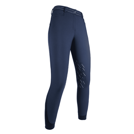 HKM Softshell Elegance Style Silicone Knee Patch Riding Breeches #colour_deep-blue