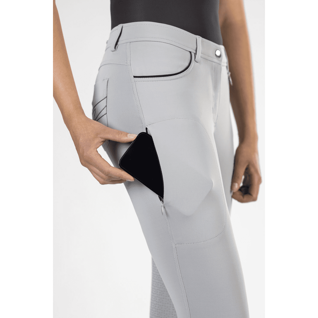 HKM Equilibrio Style Silicone Full Seat Riding Breeches #colour_light-grey