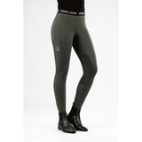 HKM Wien Style Silicone Knee Patch Riding Leggings #colour_olive-green