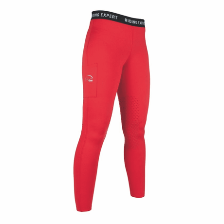 HKM Wien Style Silicone Knee Patch Riding Leggings #colour_red