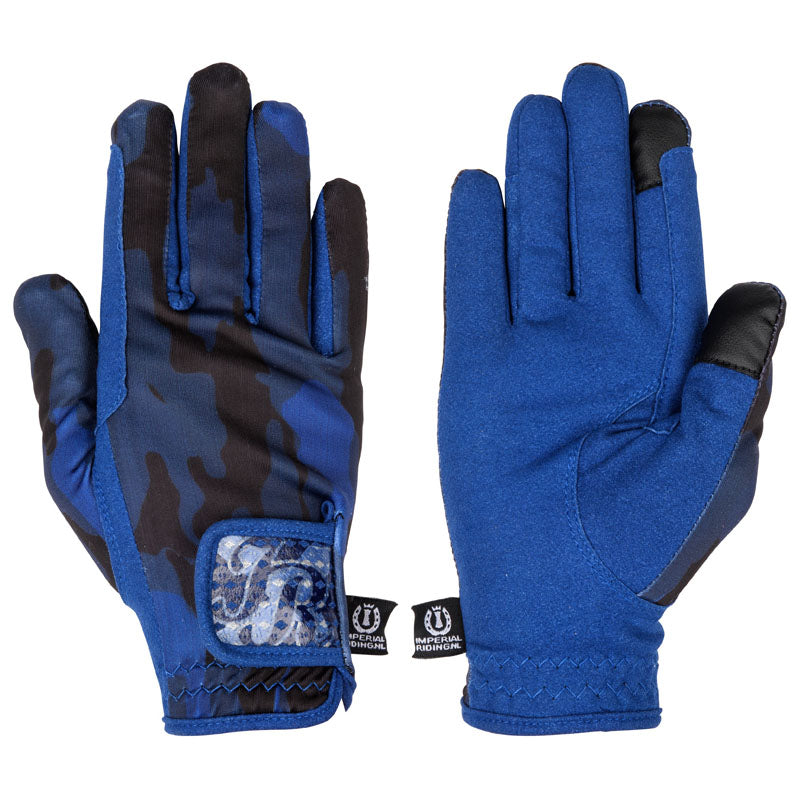 Imperial Riding Camouflaged Gloves #colour_navy-royal-blue
