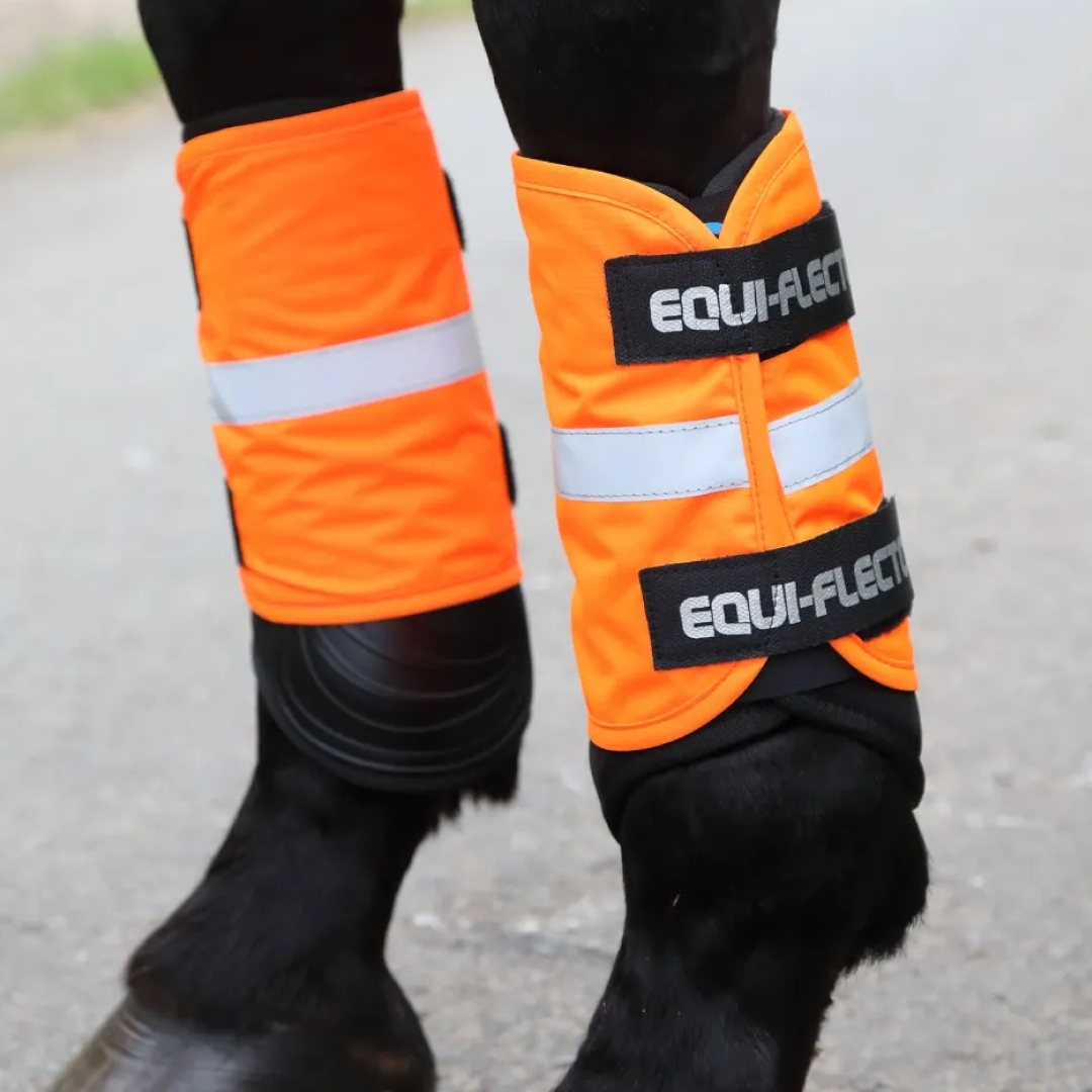 Shires EQUI-FLECTOR High Visibility Fleece Line Wraps #colour_orange