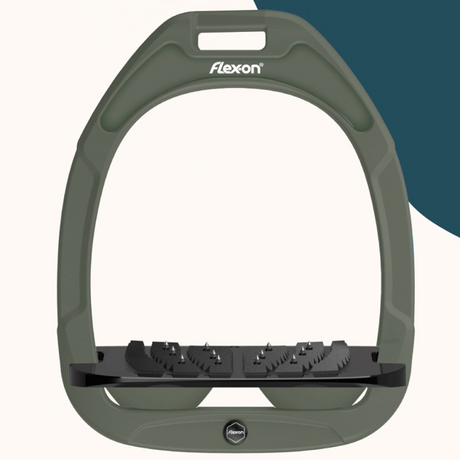 Flex-On Limited Edition Green Composite Inclined Ultra Grip Stirrups - Olive/Black/Olive #colour_olive-black-olive