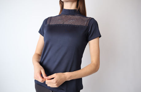 Montar Yasmin Knitted Lace Polo #colour_navy