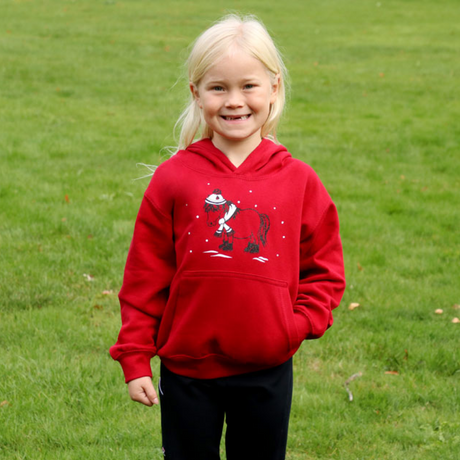 British Country Collection Christmas Snow Pony Glittering Hoodie #colour_red