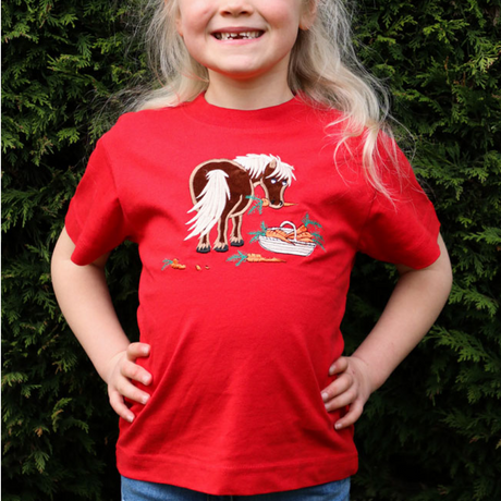 British Country Collection Carrot Pony Childrens T-Shirt #colour_red